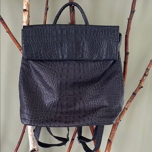 Black Crocodile-Embossed Men's or Women’s Backpack